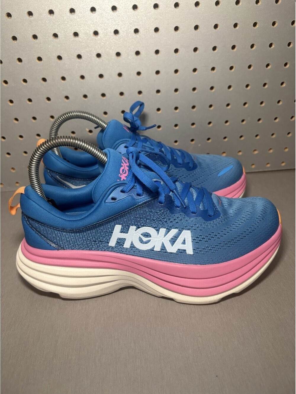 Hoka One One Bondi 8 Womens Size 7 B Blue Pink Coastal Sky Running Shoes Sneaker